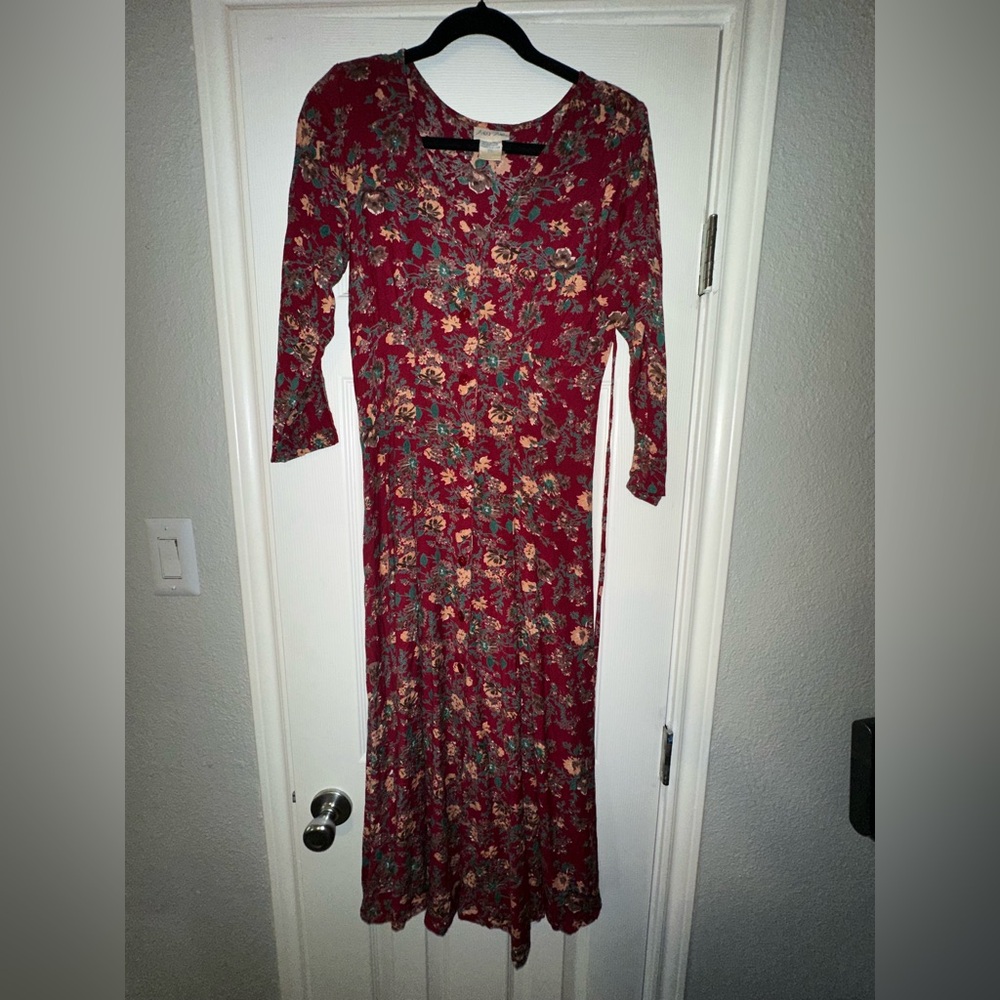VINTAGE Anaí Anaí Long Sleeve Floral Maxi Button Detail down Front